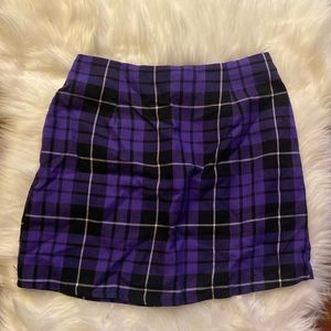purple plaid mini skirt